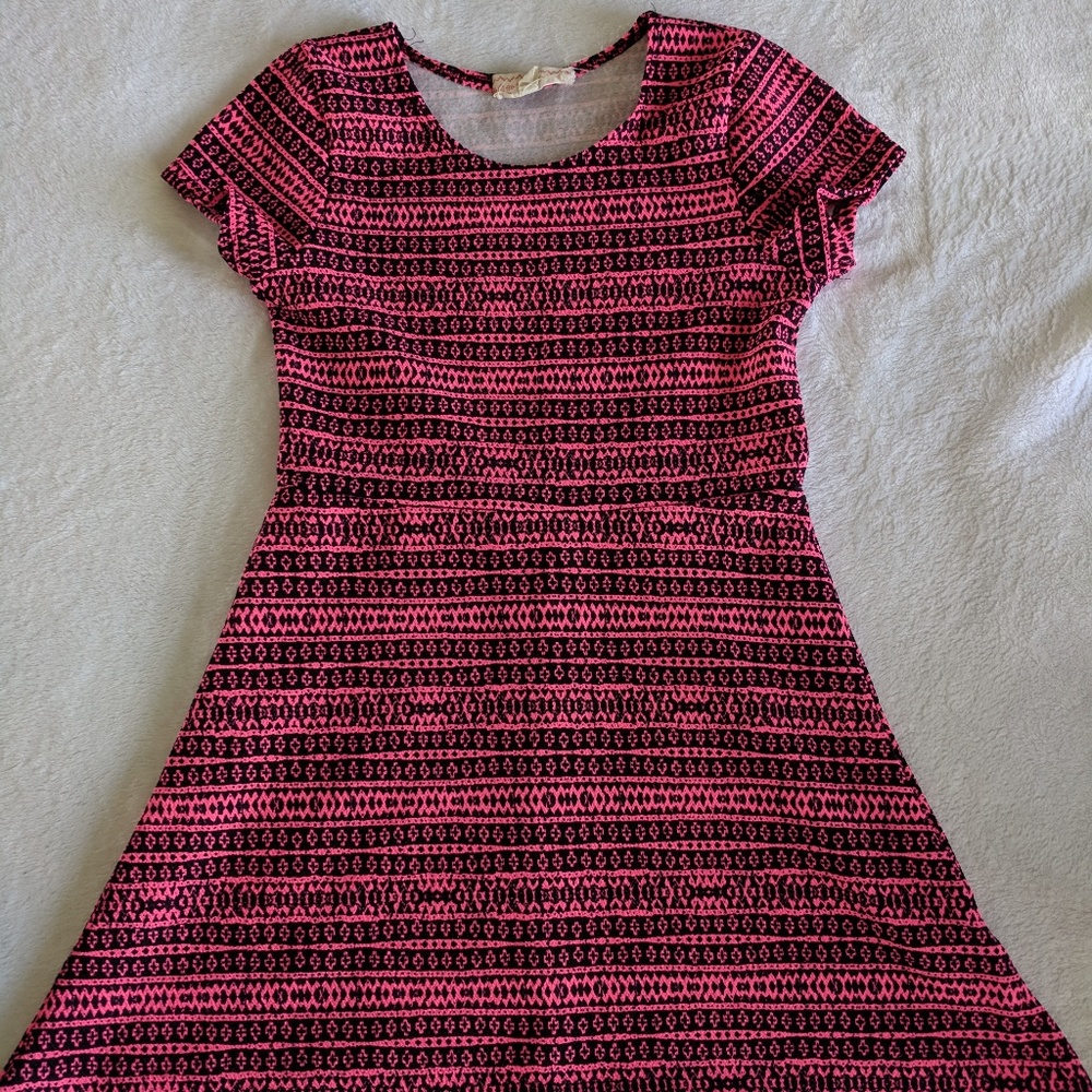 Pink Republic Girls hot pink and black dress 10/12